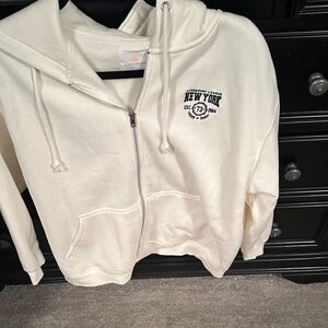 LAT Women's White Zip-Up Hoodie